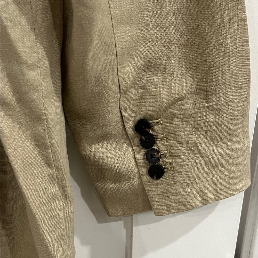 Everlane Beige Linen Double Breasted Blazer Size 14 - Picture 4 of 6